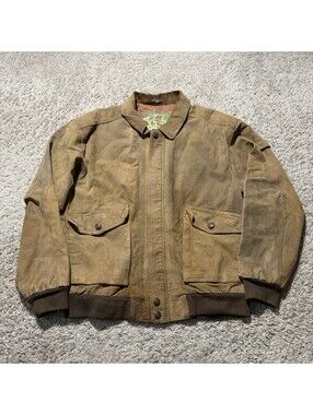 VTG 90s Weekends Adventure Leather Aviator Bomber Flight Jacket Brown Large Tall